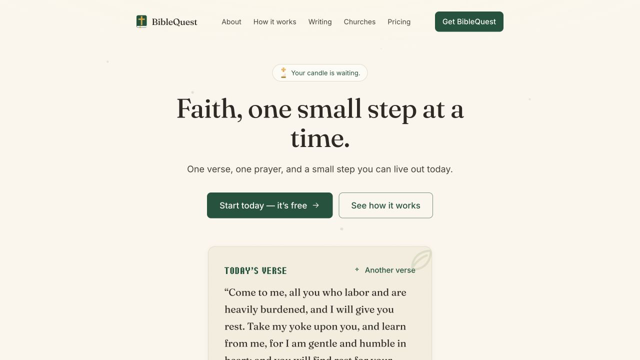 BibleQuest home screen