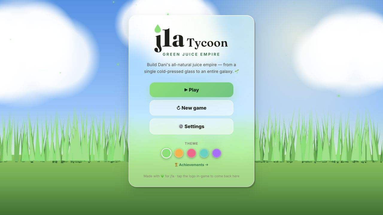 J1A Tycoon game start screen